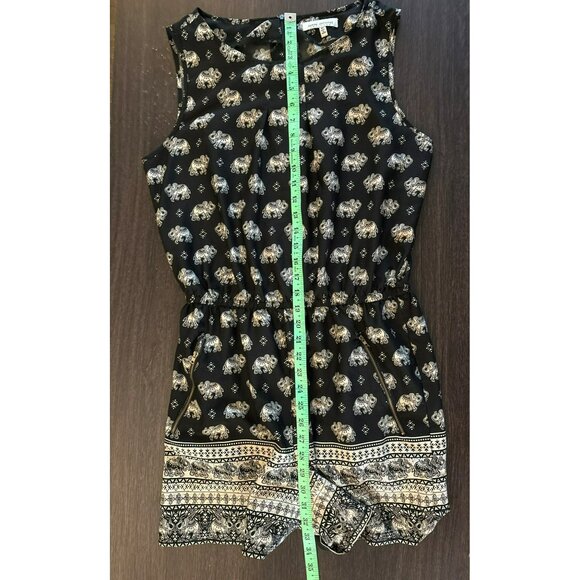 Speed Control New York Black Sleeveless Elephant Print Romper W/ Pockets Size - Picture 9 of 10